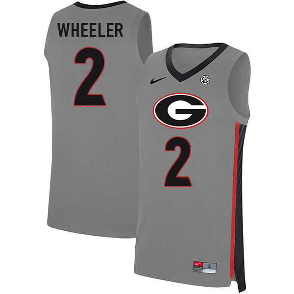 Men #2 Sahvir Wheeler Georgia Bulldogs College Basketball Jerseys Sale-Gray